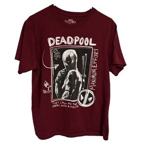 Marvel Studios Deadpool "Maximum Effort" Graphic T-Shirt Mens Large Red/Burgundy